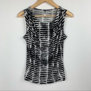 Worthington Stretch Black & White Tank Top Blouse Size Medium